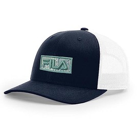 Fila - Gorra unisex con logotipo de parche ajustable, Azul marino/Blanco, Talla única