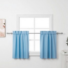 ZWARMY - 2 cortinas de cocina azul Auqa de 30 pulgadas para ventanas, cortinas filtrantes semi luz para recámara, sala de estar, sótano, baño, tratamientos de ventana (30 pulgadas de ancho x 30