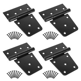 SANKINS 3-1/2" Heavy Duty Gate Hinges, Black Iron Door Hinges with Screws, Durable Gate Strap Hinges for Wooden Fences Gate Shed Barn Door, 4pcs