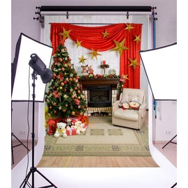 Qinunipoto Christmas Photography Backdrop Winter Cloth Photography Backdrop Paper Christmas Tree Stars Cloth Backdrop Sheet Background Paper Background Poster Photo Studio Photography Props Home Vinyl
