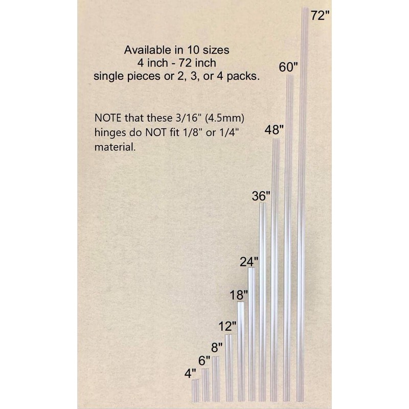 DistinctAndUnique Clear PVC Hinge Piano Style for 3/16" (4.5mm) Material,