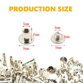 CEEYSEE 100PCS(50Set) Silvery Chicago Screws Assorted Kit M5 x 6mm Nail Rivet Chicago Button for DIY Leather Decoration Bookbinding Round Flat Head Stud Screw (M5 x 6mm)