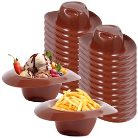 Uiifan 24 Pcs Cowboy Hats Ice Cream Bowls Snacks Yogurt Cups Cowboy Doll Hat for Crafts Dollhouse Decor Western Party Favor