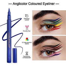 12 Colores Delineador de Ojos Waterproof Eyeliner Colores Delineador Líquido Mate Larga Duración Eye Liner para Maquillaje Cosplay Regalo Mujer