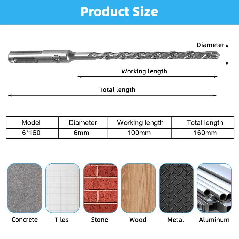 SDS Drill Bit 6 mm x 160 mm Concrete Drill