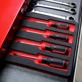 Polar Whale Tool Drawer Organizer Screwdriver Holder Insert Red Black Durable Foam Tray Holds 4 Drivers Up to 10 Inches Fits Craftsman Husky Kobalt Milwaukee Many Others