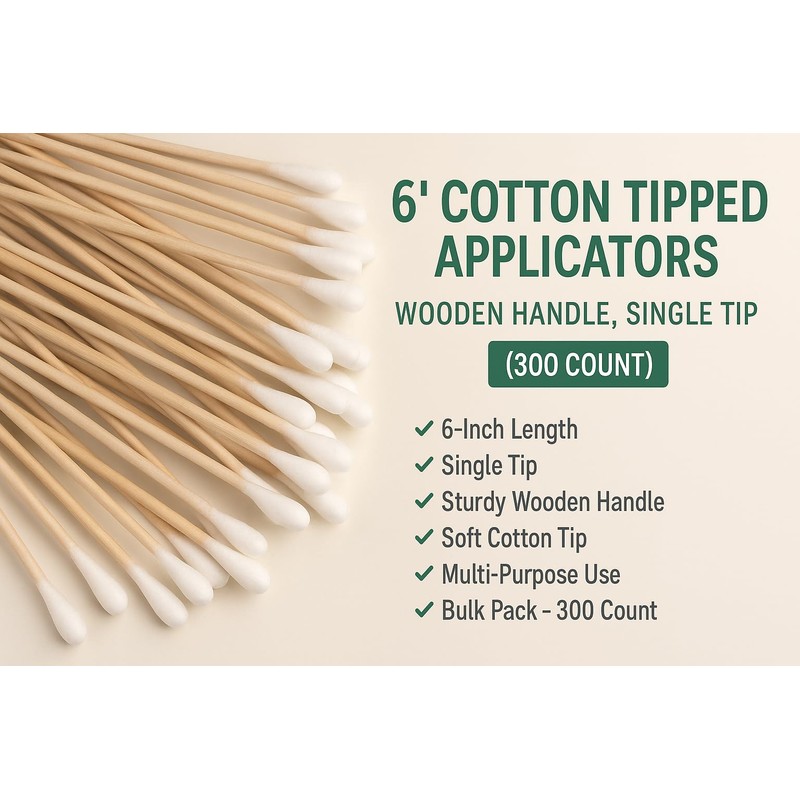 6“ Swabs Cotton Stick Cotton Tipped Applicator Single Tip with