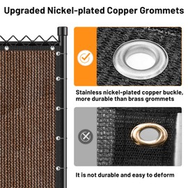 Winpull 6FT x 50FT Privacy Screen Fence Heavy Duty 170GSM Fencing Mesh Shade Net Cover Nickel-Plated Copper Grommets, 95% Blockage Fence for Outdoor Wall Garden Yard Backyard Pool (Brown)
