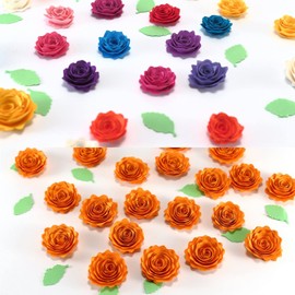 ORIGACH 10 Pcs 3D Spiral Flower Cutting Dies Mini Paper Flowers Dies with Leaves Embossing Template for Scrapbooking Birthday Card Making Crafts