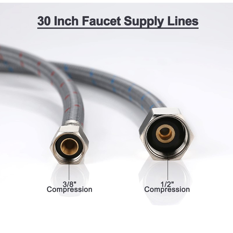 ARCORA 30” Length Faucet Hose Connects Bathroom Kitchen Sink to