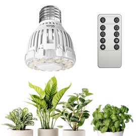 SGLEDs Dimmable Grow Light Bulb for Indoor Plants, Full Spectrum with Remote Control, Auto On Off Timing 4 8 12 Hrs, 10W PAR20 (150 Watt Equiv) Grow Lamp with Optical Lens for High PPFD, Energy Saving