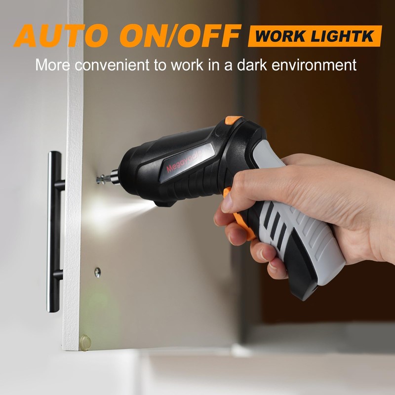 Megarooz Electric Cordless Screwdriver with Rechargeable Battery and Charger, Rotating