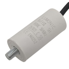 Lumonic Starting Capacitor with Cable 25 cm I 1µF 450 V I 26 x 55 mm I 1uF I Motor Capacitor with Plastic Housing I Operating Capacitor I for Pumps, Lawn