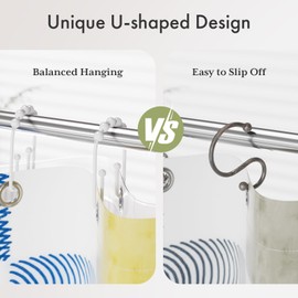 AmazerBath Shower Curtain Hooks White Metal Shower Curtain Rings Rust Proof, Double Sided Shower Curtain Hooks for Shower Curtain Liner Smooth Shower Hook Rings for Bathroom, Set of 12