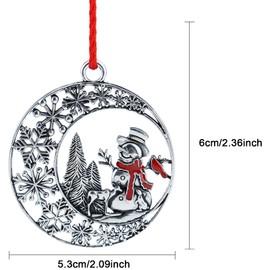 2024 Solid Pewter Metal Christmas Tree Ornament - Hanging Decorations for Party Home Holiday, Christmas Decor with Red Rope for Friends Family Children (Snowman)