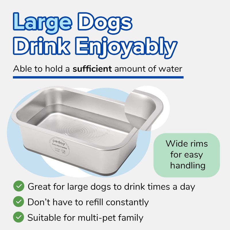 PEDAY 2.64 Gallon Extra Large Dog Water Bowl, 18/8 Human