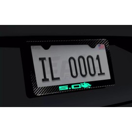 Unbranded Glowing Coyote 5.0 Mustang GT Carbon Fiber License Plate Frame
