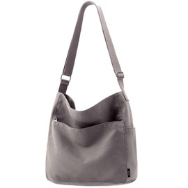 KALIDI Canvas Tote Bag Large Hobo Crossbody Shoulder Handbag Zipper Messenger Bag for Women or Men Casual College Work