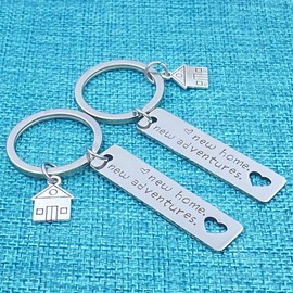 New Home Keychain Set 2022 Housewarming Gift for New Homeowner, New House Keyring for Friends Family Moving in Key Chain,New Home Owners Jewelry from Real Estate Agent Women's Novelty Keychains