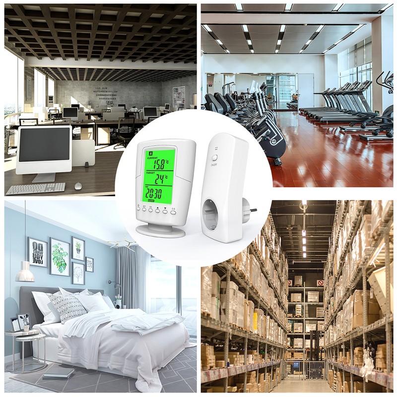 Smart Programmable Wireless Remote Thermostat + Plug in Socket Heating