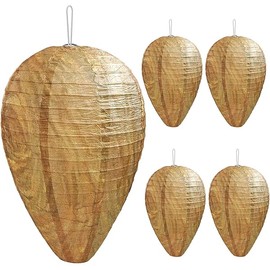 DECYOOL Mini Size Paper Wasp Nest Decoy Hanging Fake Wasp Nest for Wasps Hornets Yellow Jackets (4)