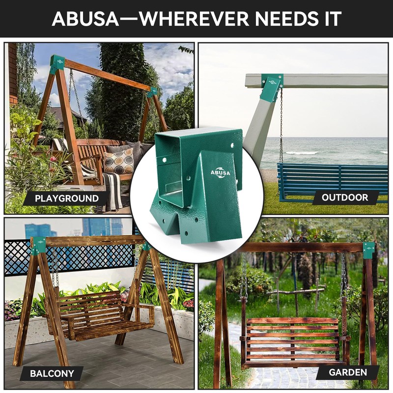 ABUSA Heavy Duty Swing Sets Brackets Including 2 Green A-Frame