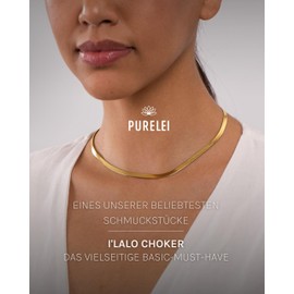 Purelei® I'lalo Choker (Gold) – Elegante Kette aus 18K vergoldetem Edelstahl – Verstellbare Länge 35/40 cm – Schmuck inspiriert von Hawaii – Designed in Germany
