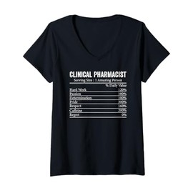 Womens Clinical Pharmacist for Men Women Pharmacist Nutrition Facts V-Neck T-Shirt