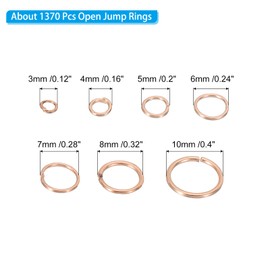 PATIKIL Jewelry Making Accessories Set, 4-10mm Open Jump Rings for Bracelet Necklace Making Findings Jewelry DIY, Rose Gold