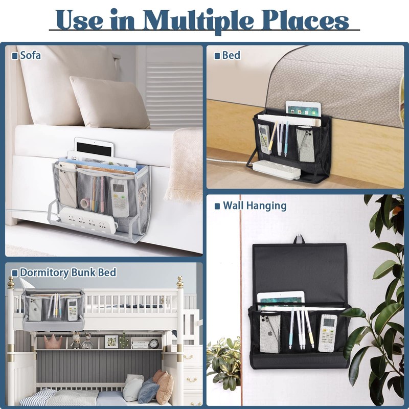 Retyion Bedside Storage Organizer with Power Strip Holder and Adjustable