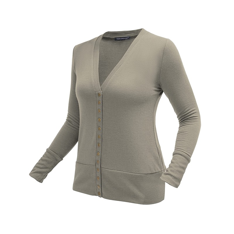 Long Sleeve Sweater Snaps Button Down V Neck Knit Cardigans