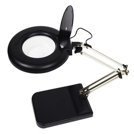 INTBUYING 110V 30X Magnifier Light Amplification LED Daylight Bright Magnifying Glass Black Adjustable Table Magnifier Lamp 12W for Reading Working Crafts Workbench