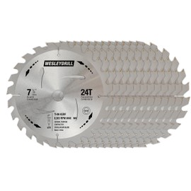 wesleydrill 12 Packs Circular Saw Blade Set, 7-1/4" x 24-Tooth, Carbon Steel, 5/8 Inch Arbor, DIY Cutting for Wood, Laminate, Wood Composites, Veneered Plywood & Hardwoods
