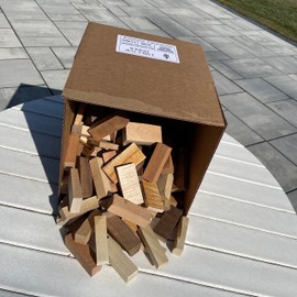 Combo - Mini Firewood, Wood Fuel Pellets, and Fire Starters - Reclaimed/Recycled Wood - Compatible with Solo Stove Mesa and Mesa XL - 3.5" OR 5.5" Length Miniature Wood Pieces (5.5" Length Firewood)