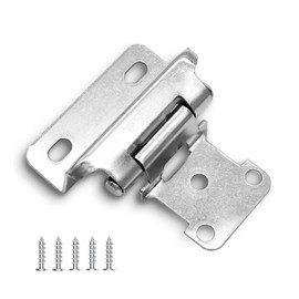 60 Pack 30 Pairs Satin Nickel 1/2 inch Overlay Cabinet Hinges - Silver Self Closing Kitchen Cabinet Hinges, Partial Wrap Around Face Mount Cupboard Hardware for Face Frame Cabinet