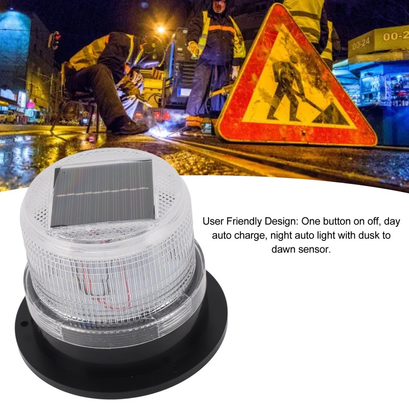 Solar Beacon Light Caution Light 8 LED Dusk to Dawn