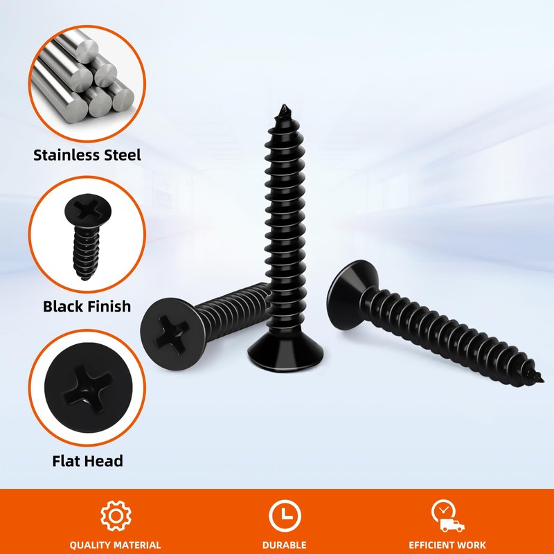 #10 x 1/2" Flat Head Wood Screw, Sheet Metal Screws,