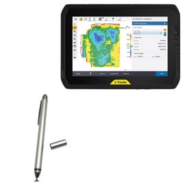 BoxWave Stylus Pen Compatible with Trimble T100 - DualTip Capacitive Stylus, Fiber Tip Disc Tip Capacitive Stylus Pen - Metallic Silver
