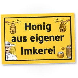 DankeDir! Honig aus eigener Imkerei - 30 x 20 cm Kunststoff Schild - Geschenk Geschenkidee Imker Freunde - Geburtstagsgeschenk Türschild Spruch Wandschild Hinweisschild Hinweis