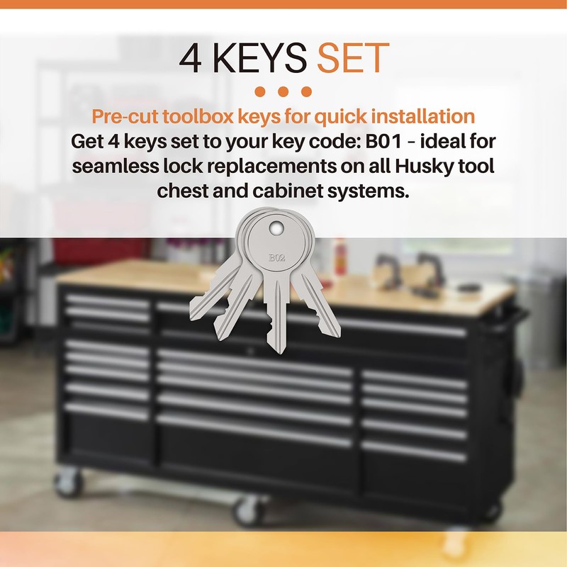 B02 Replacement Keys 4 Pack for Husky & Dewalt Tool