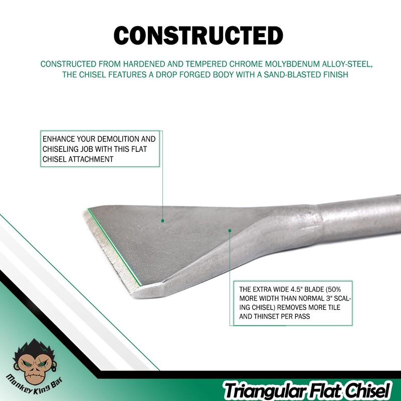 MonkeyKingBar- Sds Max Bits 14"x4.5" Tile Remover Tool- Thinset Removal
