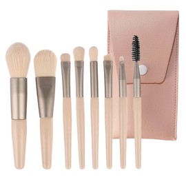 Makeup Brushes 8 Pieces Makeup Brush Set, Makeup Brushes Foundation Blend Blush Concealer Eye Shadow Blend Eye Liner Makeup Brush Set for Travel Makeup Bag (Apricot)