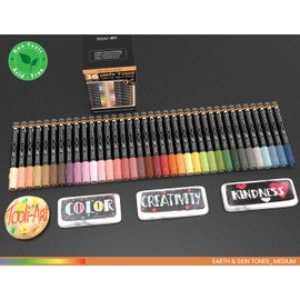 36 Acrylic Paint Pens Skin and Natural Earth Tone Marker Set For Rock Painting, Canvas, Mugs, Glass, Plastic, Wood, Metal, Fabric, Scrapbooking, Most Surfaces. Quick Drying Waterbased (MEDIUM)