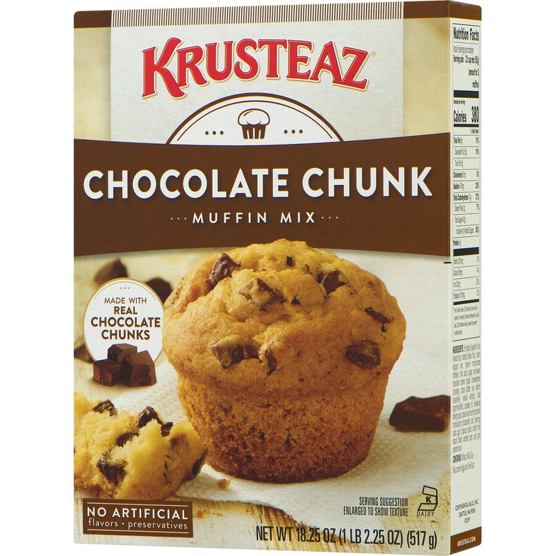 Krusteaz Chocolate Chunk Muffin Mix - No Artificial Flavors/Preservatives -