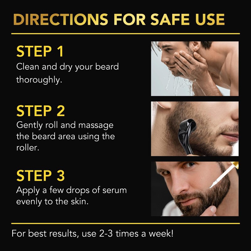 Beard Growth Kit, with Beard Roller, Beard Growth Serum Oil,