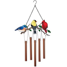 Feathered Friends Wind Chime, Made of Durable 100% Metal, Outdoor Décor - Measures 14 1/4" Wide x 26 3/4" Long, by Fox RiverTM Creations