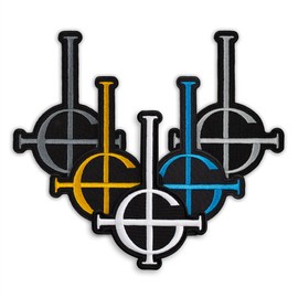 Embrosoft Ghost BC Grucifix Cross Symbol Heavy Metal Doom Hard Rock Band Embroidered Patch Iron On (3.5" x 4.9", White)