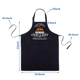 upain Barbecue Apron, Cooking Apron, Kitchen Apron, Hier grillt der Chef Personal, Funny Apron, BBQ Cooking Apron, Cotton Kitchen Apron, Adjustable Neckband, Two Front Pockets for Men, black, Einheitsgröße
