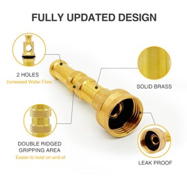 Brass Hose Nozzle Cyprium Brass Water Hose for Garden Hose, High Pressure Adjustable Twist Heavy Duty 5" Power Washer