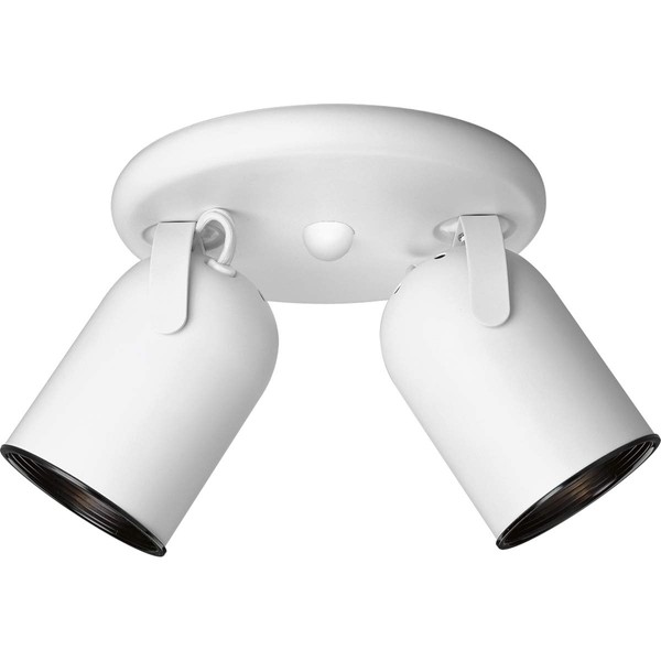 Progress Lighting P6149-30 2-Light Round Back Directional Metal Cylinder Style Light, White